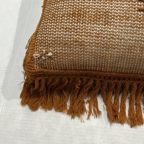 Botanical Embroidered Square Throw Tassel Elav Pillow 18" Boho Beach Cottage 2PK - Picture 7 of 10